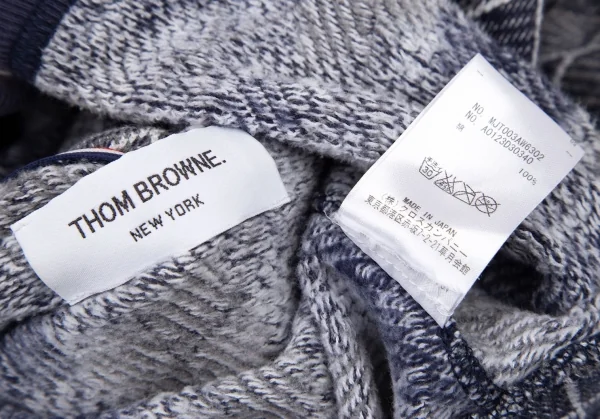 トムブラウンTHOM BROWNE 4BARアーガイルチェックボタンパーカー 0 グレー紺00 K-105251_019