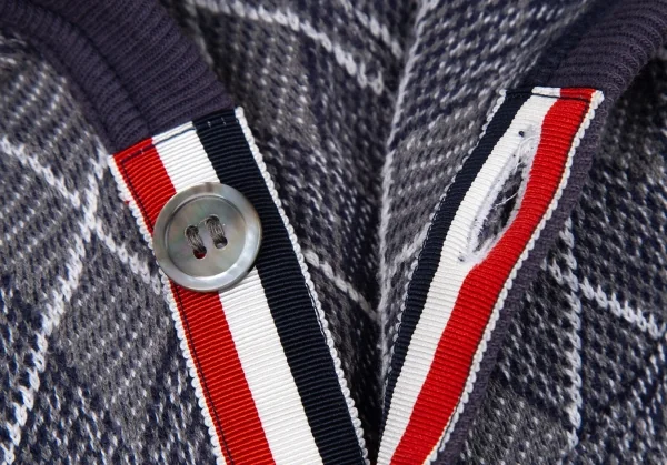 トムブラウンTHOM BROWNE 4BARアーガイルチェックボタンパーカー 0 グレー紺00 K-105251_003