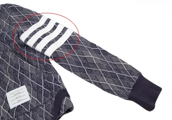 トムブラウンTHOM BROWNE 4BARアーガイルチェックボタンパーカー 0 グレー紺00 K-105251_006