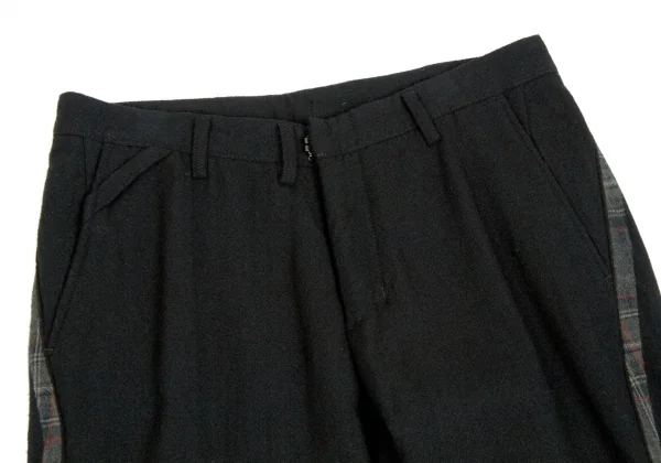 ワイズフォーメンY's for men ウールチェックライン切り替えデザインパンツ 黒他2 K-105261_002