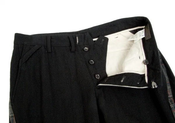 ワイズフォーメンY's for men ウールチェックライン切り替えデザインパンツ 黒他2 K-105261_003