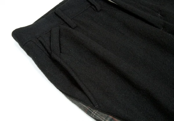 ワイズフォーメンY's for men ウールチェックライン切り替えデザインパンツ 黒他2 K-105261_004