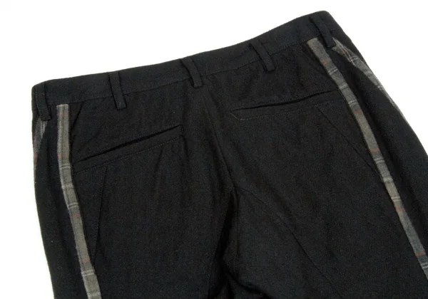ワイズフォーメンY's for men ウールチェックライン切り替えデザインパンツ 黒他2 K-105261_009