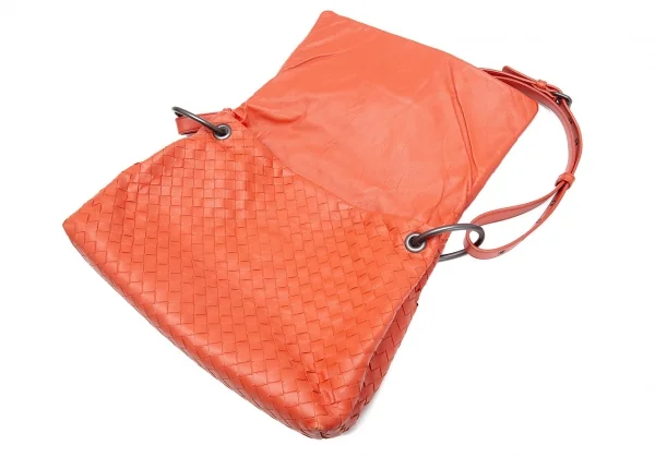 ボッテガヴェネタ BOTTEGA VENETA　イントレチャートフラップショルダーバッグ オレンジ K-105268_012