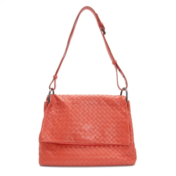 ボッテガヴェネタ BOTTEGA VENETA　イントレチャートフラップショルダーバッグ オレンジ K-105268_002