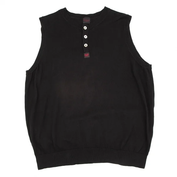 Papas Cotton Henry Neck Knit Vest Black 50L K-105271_001