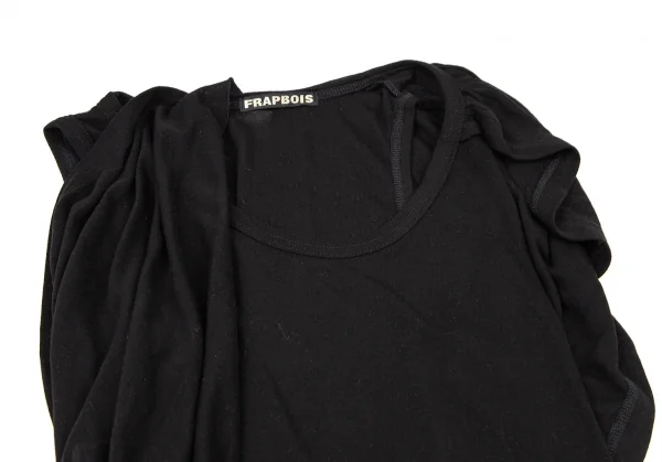フラボアFRAPBOIS テンセルアンゴラバックボタン留めアシンメトリータンクトップ 黒1 K-105277_003