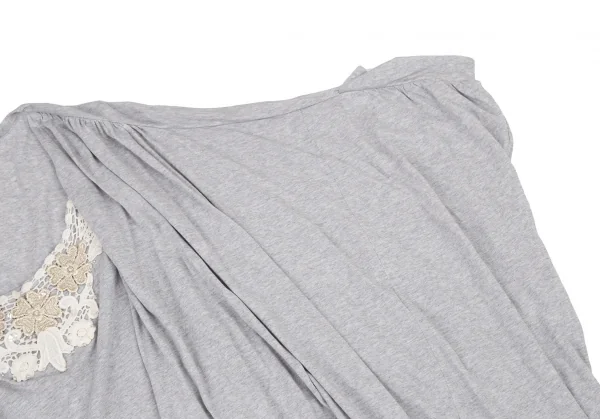 スナオクワハラsunao kuwahara コットンレーヨン花柄レース刺繍ドルマンカットポンチョ 杢グレーM K-105280_005