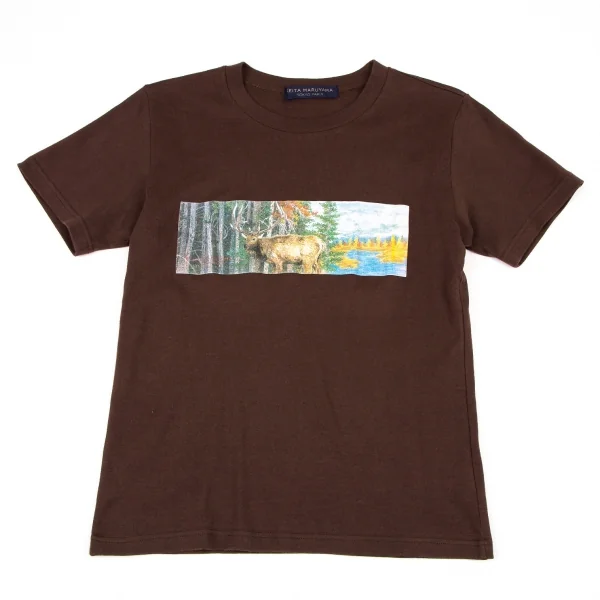 ケイタマルヤマKEITA MARUYAMA コットン鹿プリントTシャツ 茶M K-105281_001