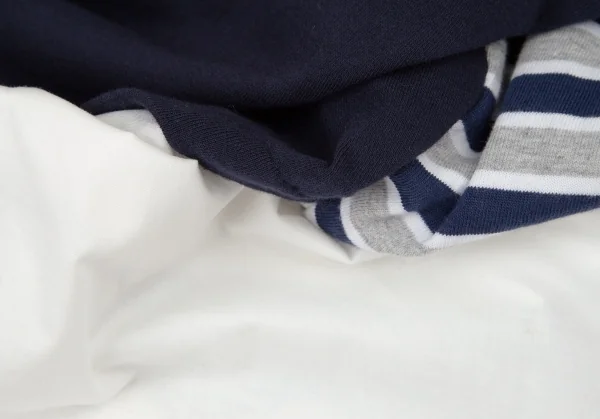 アツロウタヤマATSURO TAYAMA コットンボーダーシャツレイヤードノースリーブトップス 紺グレー白36 K-105284_011