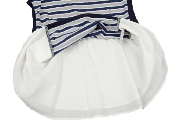 アツロウタヤマATSURO TAYAMA コットンボーダーシャツレイヤードノースリーブトップス 紺グレー白36 K-105284_008