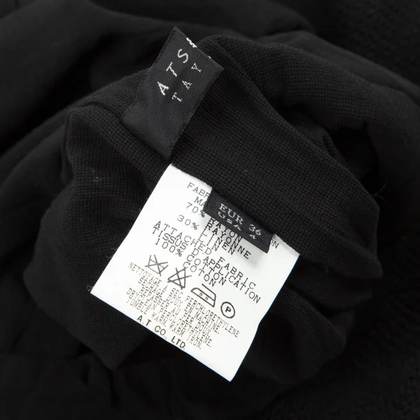 アツロウタヤマATSURO TAYAMA レーヨンリネンメッシュ折り返し半袖カットソー 黒36 K-105285_011