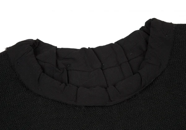 アツロウタヤマATSURO TAYAMA レーヨンリネンメッシュ折り返し半袖カットソー 黒36 K-105285_004