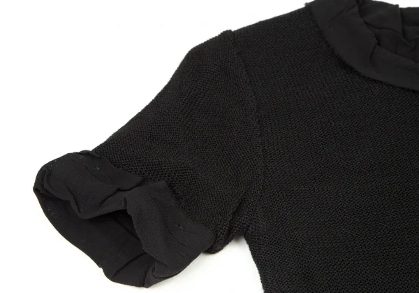 アツロウタヤマATSURO TAYAMA レーヨンリネンメッシュ折り返し半袖カットソー 黒36 K-105285_005