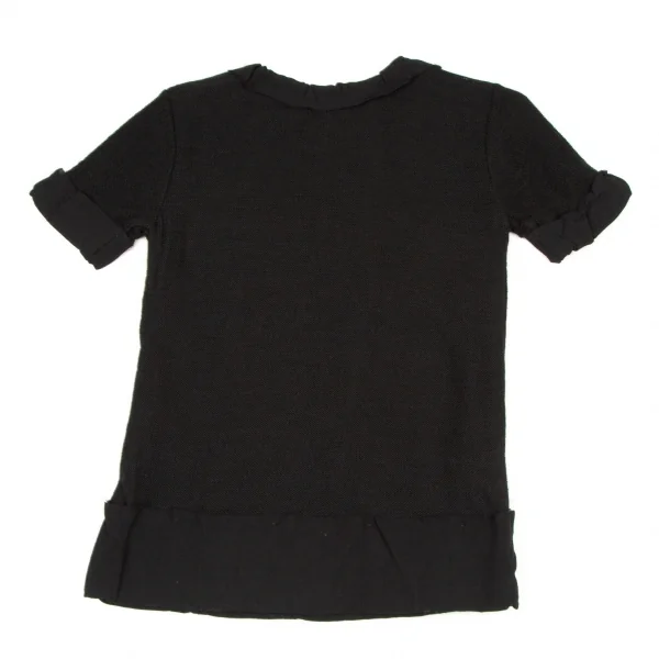 アツロウタヤマATSURO TAYAMA レーヨンリネンメッシュ折り返し半袖カットソー 黒36 K-105285_008