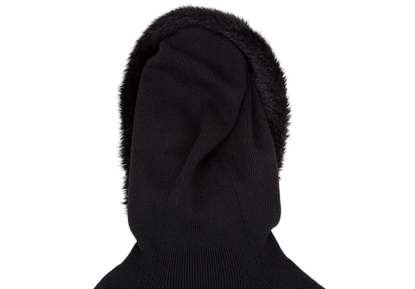 リミフゥLIMI feu ウールフェイクファーネック着脱袖グローブリブニットセーター 黒S K-105291_012