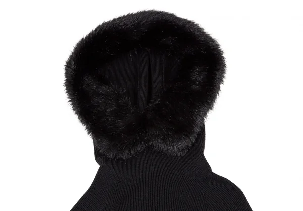 リミフゥLIMI feu ウールフェイクファーネック着脱袖グローブリブニットセーター 黒S K-105291_003