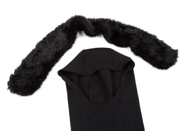 リミフゥLIMI feu ウールフェイクファーネック着脱袖グローブリブニットセーター 黒S K-105291_005