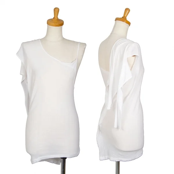 ヨウジヤマモト ファムYohji Yamamoto FEMME コットン変形アシンメトリーキャミソール 白2 K-105293_001