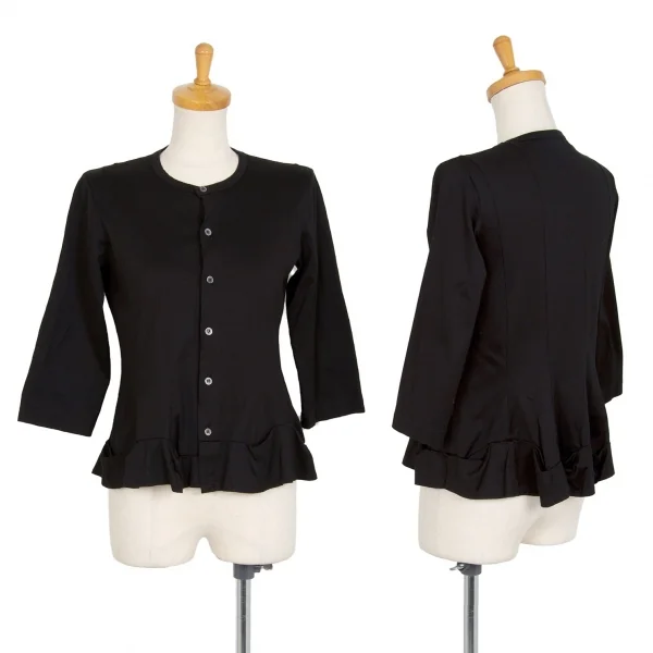トリココムデギャルソンtricot COMME des GARCONS コットン染色加工7分袖天竺カーディガン 黒S K-105298_001