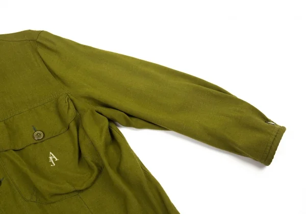 アルマーニジーンズARMANI JEANS ロゴプリントノーカラージャケット 緑50 K-105344_006