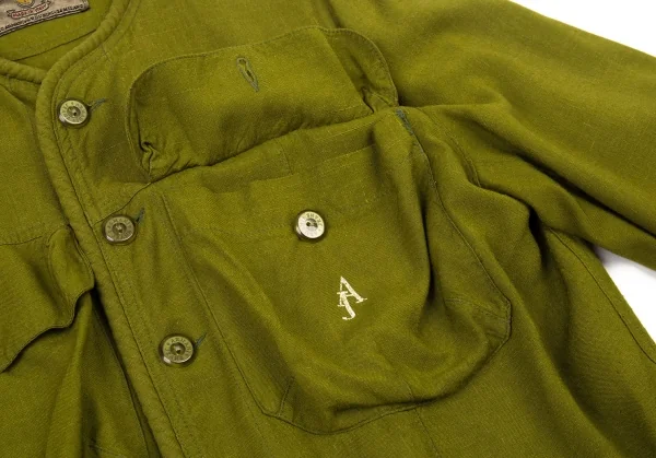 アルマーニジーンズARMANI JEANS ロゴプリントノーカラージャケット 緑50 K-105344_009