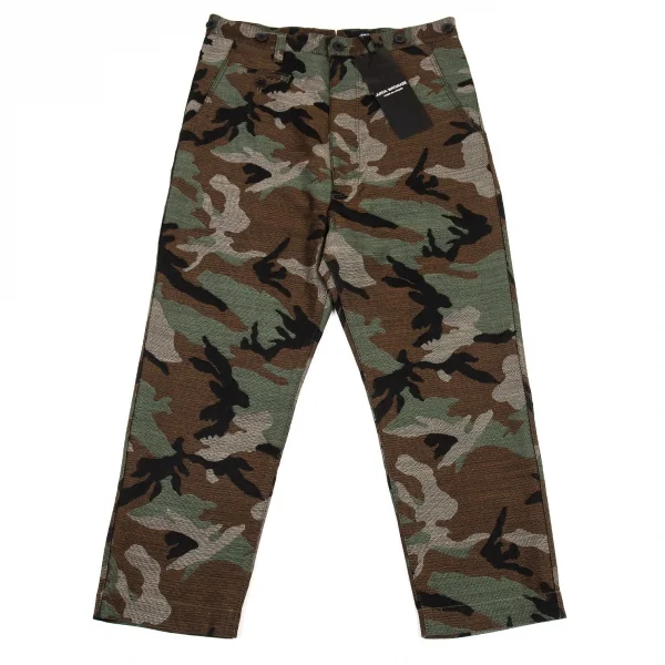 新品!ジュンヤワタナベ コムデギャルソンJUNYA WATANABE COMME des GARCONS ウールカモフラジャガードパンツ カーキ黒緑XS K-105355_001