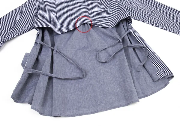 フラボアFRAPBOIS レイヤードデザインラウンドカラーギンガムチェックシャツ 白紺0 K-105368_010