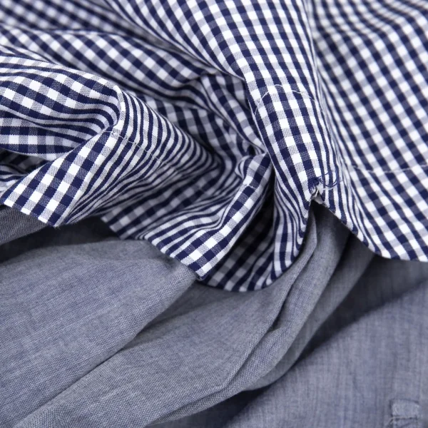 フラボアFRAPBOIS レイヤードデザインラウンドカラーギンガムチェックシャツ 白紺0 K-105368_012