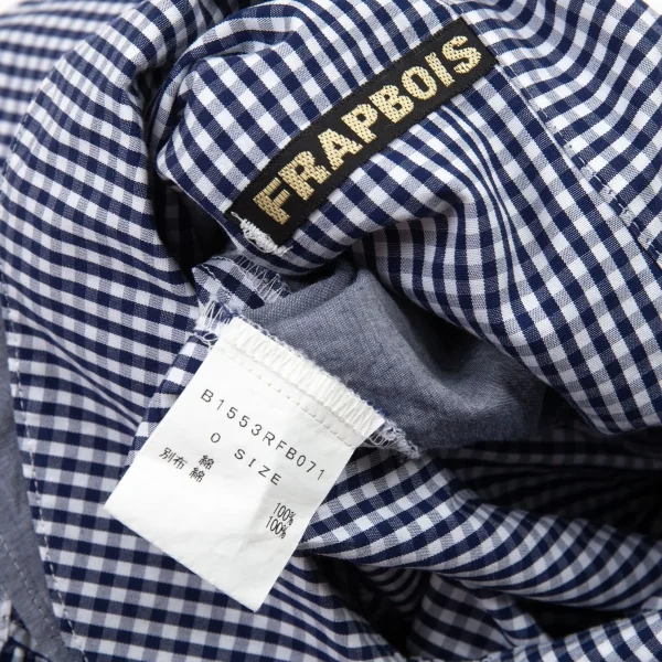 フラボアFRAPBOIS レイヤードデザインラウンドカラーギンガムチェックシャツ 白紺0 K-105368_013