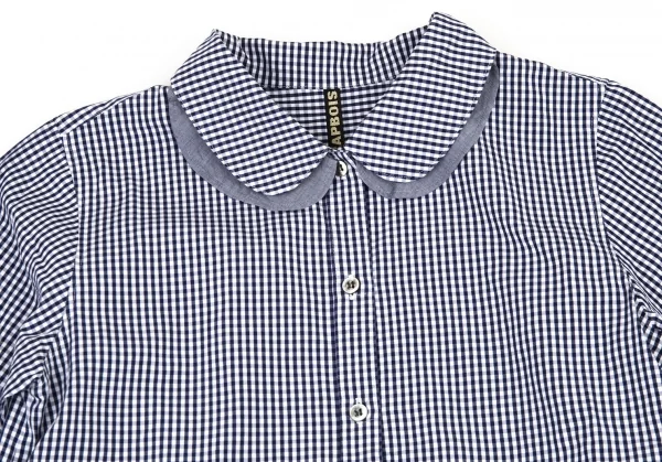 フラボアFRAPBOIS レイヤードデザインラウンドカラーギンガムチェックシャツ 白紺0 K-105368_003