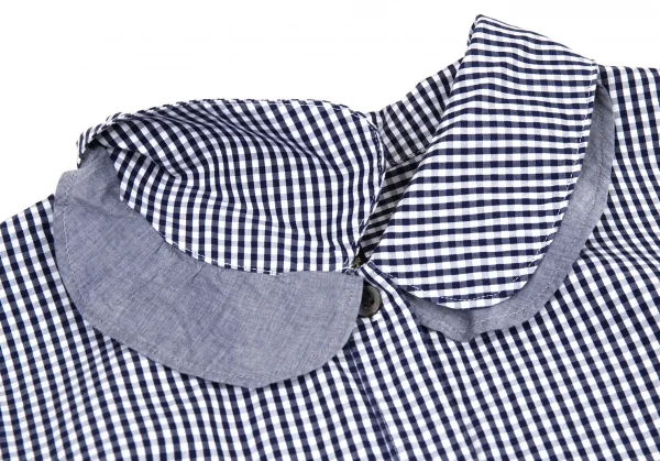 フラボアFRAPBOIS レイヤードデザインラウンドカラーギンガムチェックシャツ 白紺0 K-105368_004