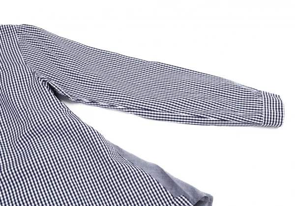 フラボアFRAPBOIS レイヤードデザインラウンドカラーギンガムチェックシャツ 白紺0 K-105368_006