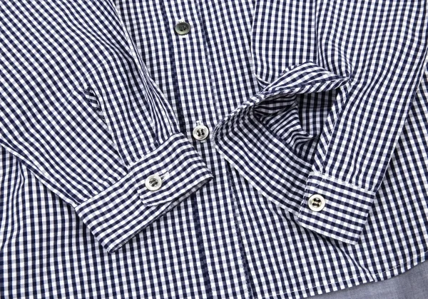 フラボアFRAPBOIS レイヤードデザインラウンドカラーギンガムチェックシャツ 白紺0 K-105368_007