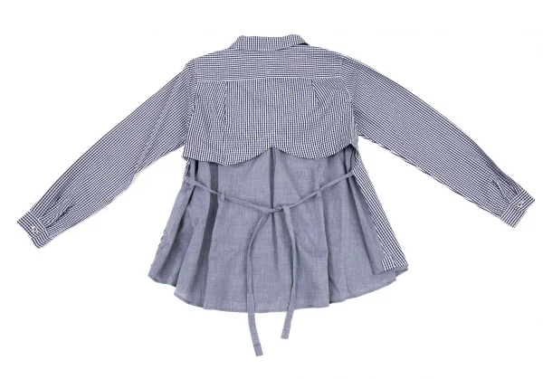 フラボアFRAPBOIS レイヤードデザインラウンドカラーギンガムチェックシャツ 白紺0 K-105368_009