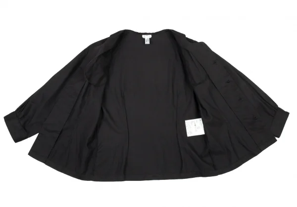 コムコム コムデギャルソンCOMME des GARCONS コットンスクエアラウンドカラー七分袖シャツ 黒S K-105395_010