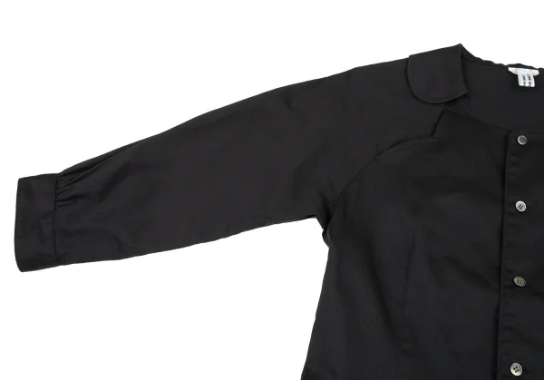 コムコム コムデギャルソンCOMME des GARCONS コットンスクエアラウンドカラー七分袖シャツ 黒S K-105395_005
