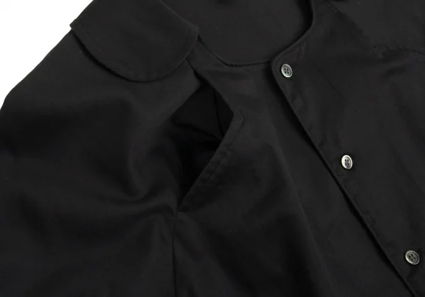 コムコム コムデギャルソンCOMME des GARCONS コットンスクエアラウンドカラー七分袖シャツ 黒S K-105395_006