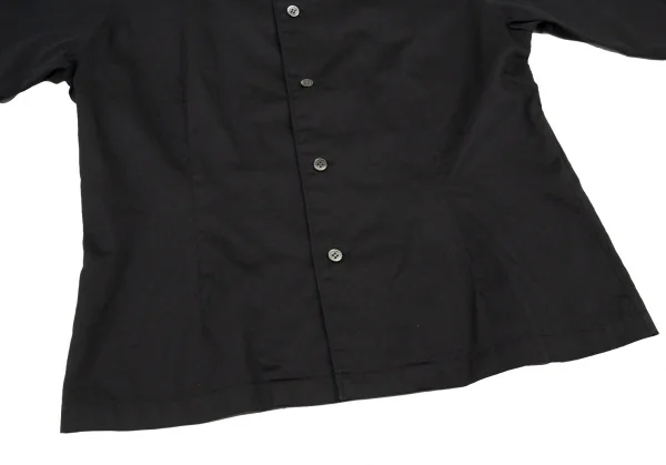 コムコム コムデギャルソンCOMME des GARCONS コットンスクエアラウンドカラー七分袖シャツ 黒S K-105395_009