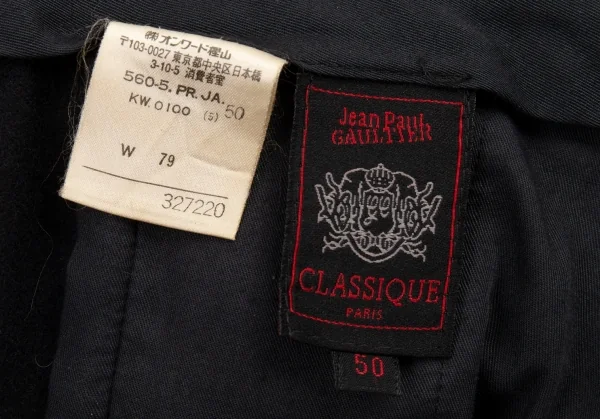 ジャンポールゴルチエ クラシックJean Paul GAULTIER CLASSIQUE ウールトラウザーパンツ 黒50 K-105426_014