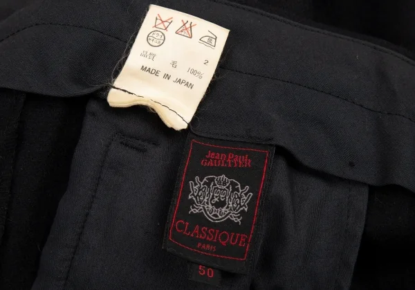 ジャンポールゴルチエ クラシックJean Paul GAULTIER CLASSIQUE ウールトラウザーパンツ 黒50 K-105426_015