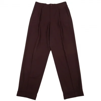 ジャンポールゴルチエ クラシックJean Paul GAULTIER CLASSIQUE ウールギャバツータック裾ダブルパンツ 茶