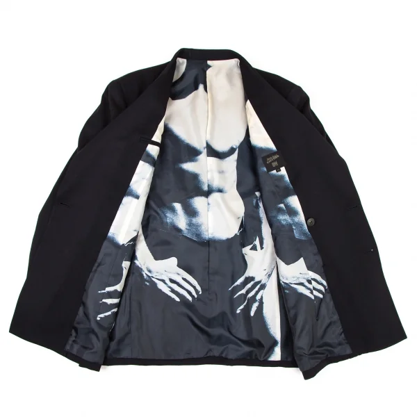 ジャンポールゴルチエ オムJean Paul GAULTIER HOMME 裏ボディプリントダブルブレストジャケット 黒50 K-105437_001