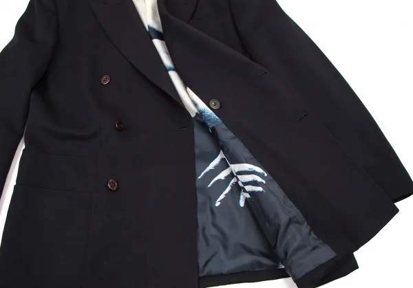 ジャンポールゴルチエ オムJean Paul GAULTIER HOMME 裏ボディプリントダブルブレストジャケット 黒50 K-105437_012