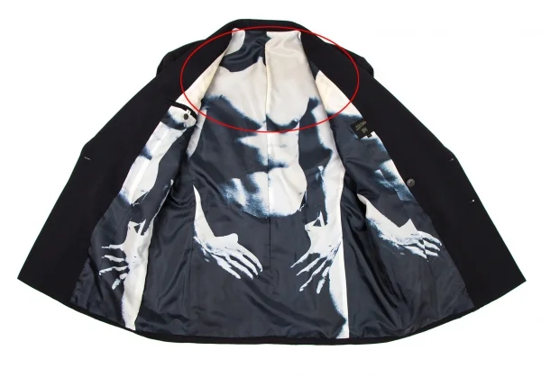 ジャンポールゴルチエ オムJean Paul GAULTIER HOMME 裏ボディプリントダブルブレストジャケット 黒50 K-105437_013