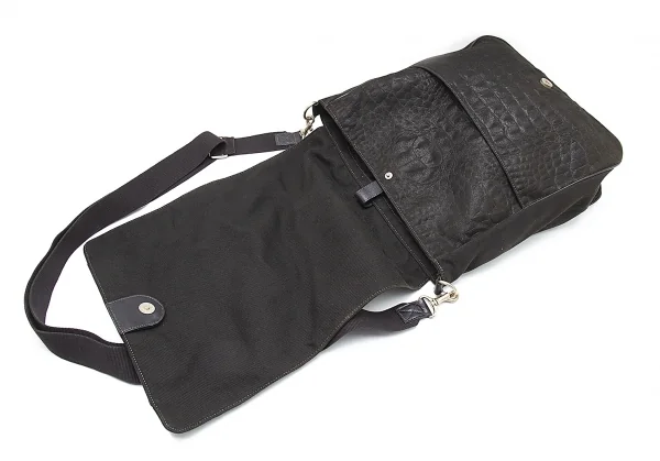 ジャンポールゴルチエJean Paul GAULTIER クロコダイルエンボスフラップ2wayショルダーバッグ 黒 K-105470_015
