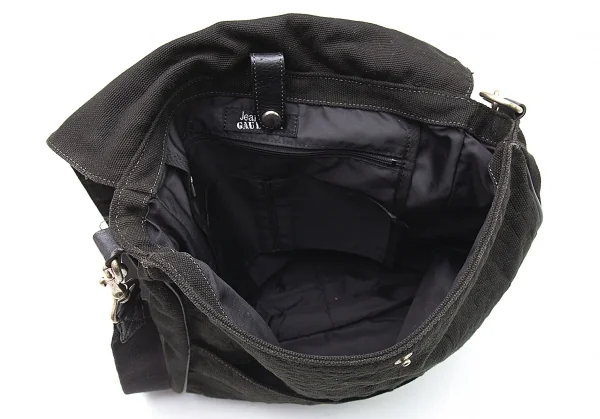ジャンポールゴルチエJean Paul GAULTIER クロコダイルエンボスフラップ2wayショルダーバッグ 黒 K-105470_017
