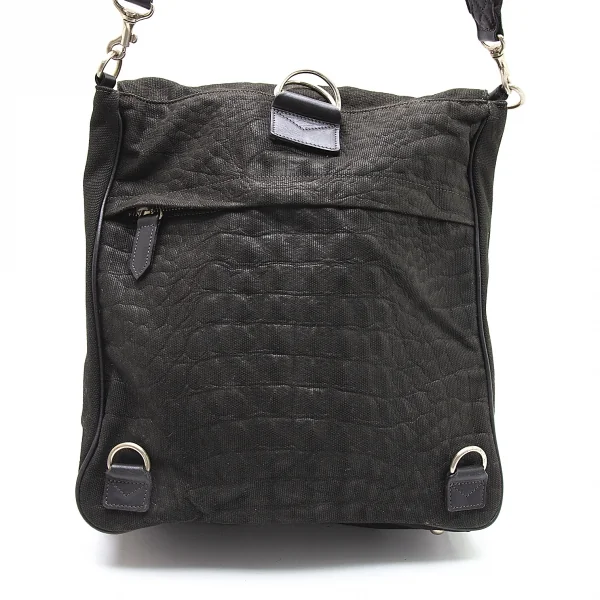 ジャンポールゴルチエJean Paul GAULTIER クロコダイルエンボスフラップ2wayショルダーバッグ 黒 K-105470_006