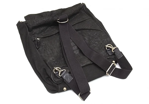 ジャンポールゴルチエJean Paul GAULTIER クロコダイルエンボスフラップ2wayショルダーバッグ 黒 K-105470_008