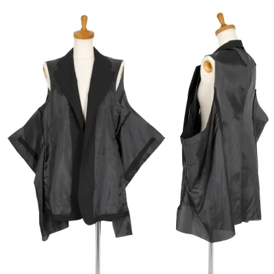 コムデギャルソンCOMME des GARCONS　異素材切替ワイドインサイドアウトボタンレスベスト